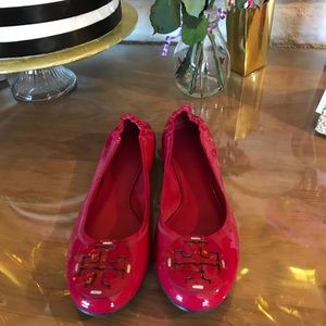 Tory Burch Reva Ballet Flats Red Patent Leather